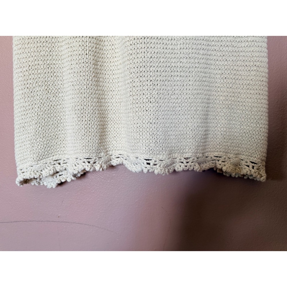 Sigrid Olsen Small Cream Crochet Cardigan Top Cap Sleeve Ramie Cotton Boho - Picture 7 of 11